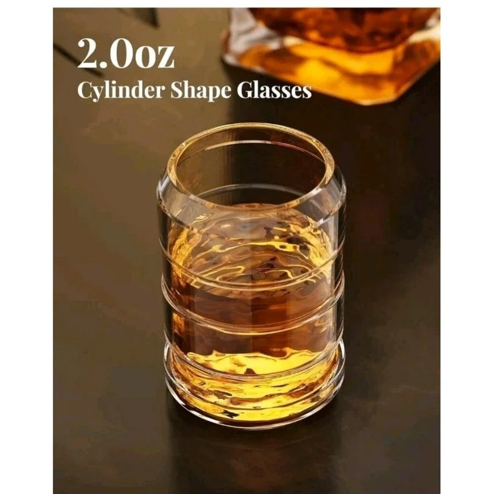 Handcrafted Revolver Whiskey Decanter Set W/ Shot Glasses Perfect Gift Men New